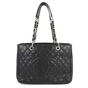 CHANEL Chain Tote Bag, Coco Mark, Matelasse, GST, Caviar Skin, A50995, Black